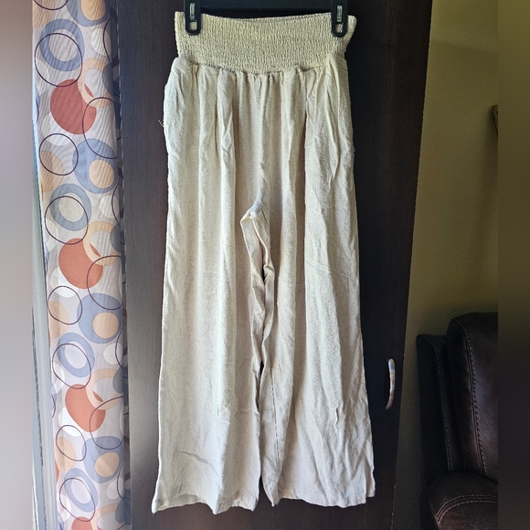 Cream Colored Wide-Leg Pants - Picture 1 of 5